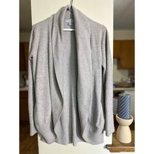 Barefoot Dreams CozyChic‎ Lite Open Cardigan Sweater Gray Soft Knit Size XS